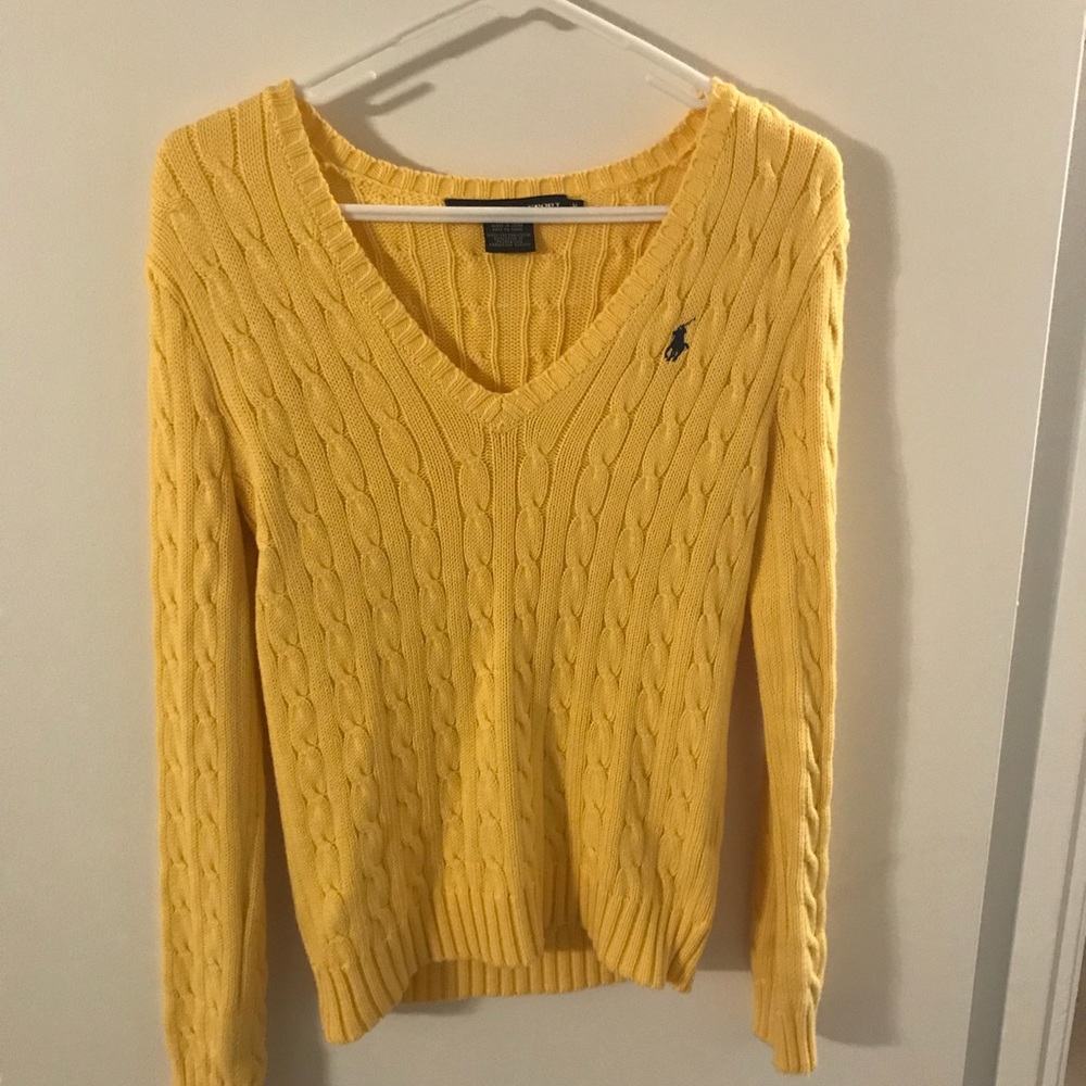 Ralph Lauren medium yellow cableknit sweater